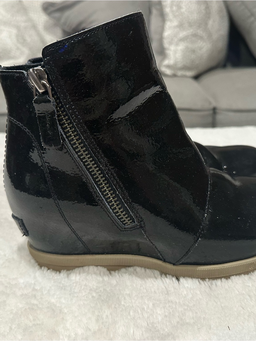 Sorel Kids Black Patent Side-Zip Ankle Boot